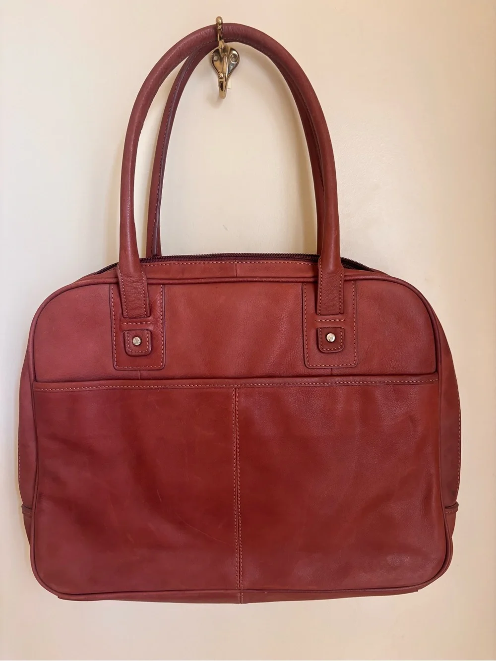 New Liz Claiborne Leather Laptop Case bag carrier Brown Brandy Color